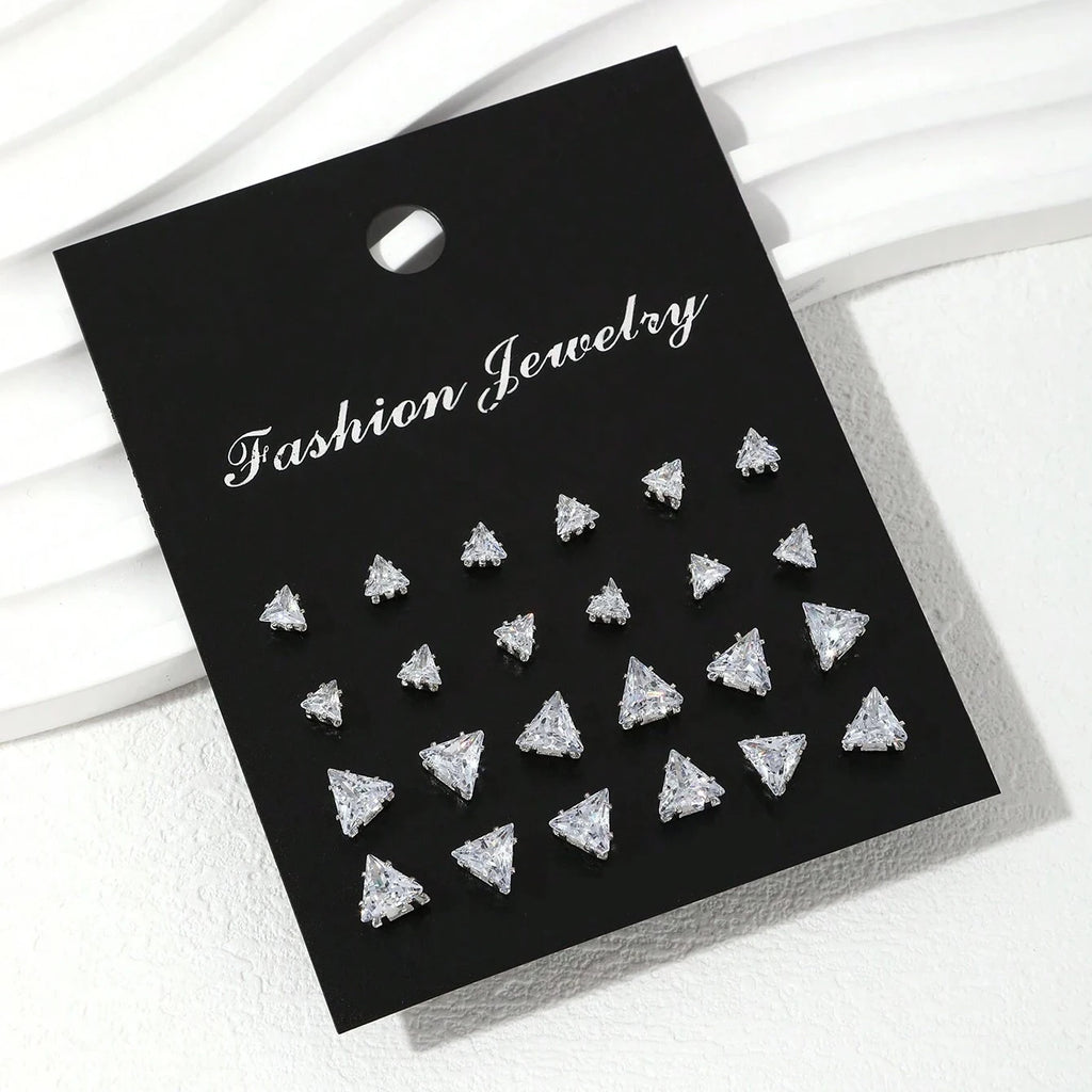 Silver Stud Earrings Set